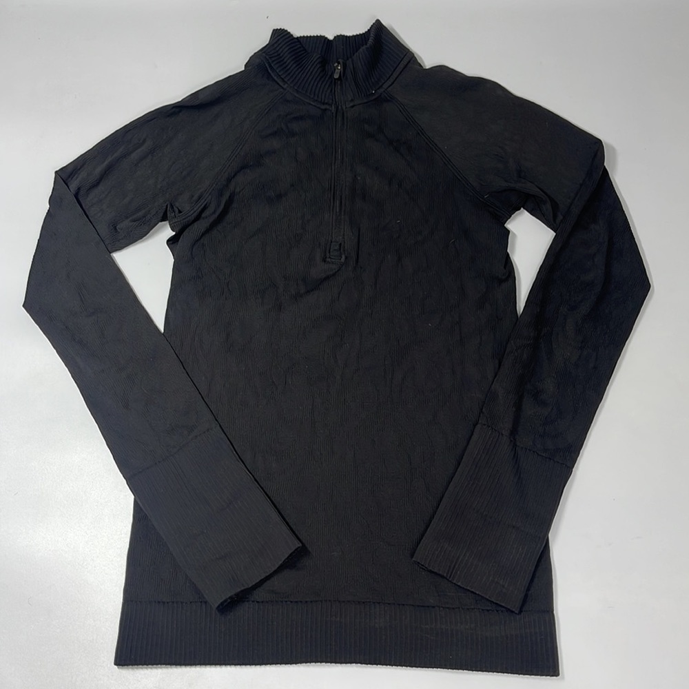 Lululemon Women's Black Long Sleeve 1/4 Zip Mock Neck Pullover Top Size 4?
